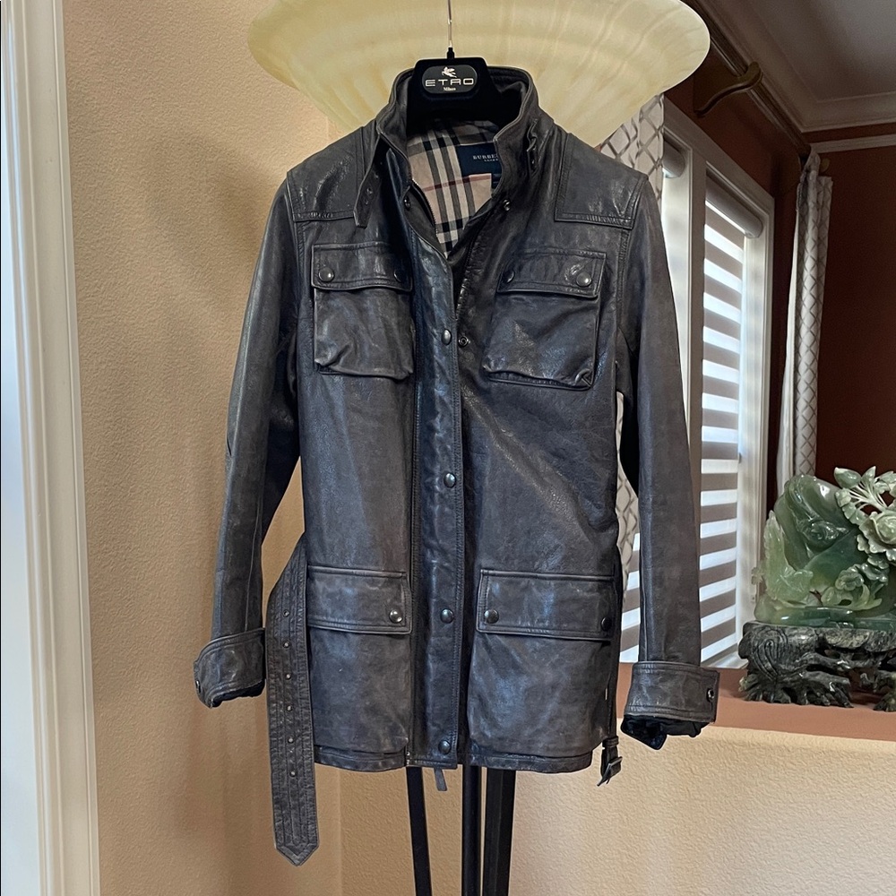 Burberry vintage rustic look Leather Jacket